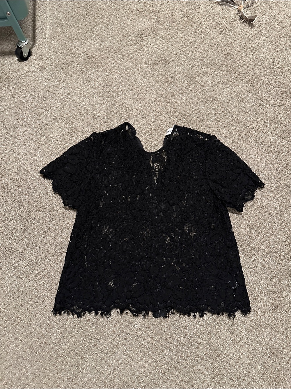 self- portrait Black Lace Short Sleeve Women's Top